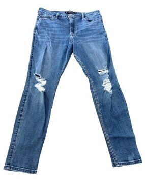 Hollister Jeans 17R w 33 L 26 Ultra High Rise Crop Super Skinny Stretch Blue SEE